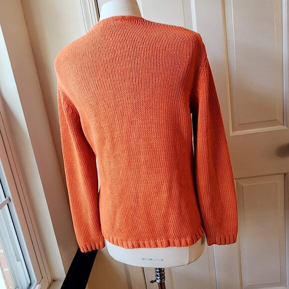 Gerry Weber Edition GERMANY V-neck Sweater Top Orange Cotton size M Autumn Soft - Picture 11 of 16